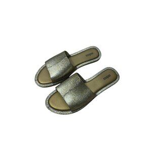 Melissa Beach Slide Sandals Gold Glitter Womens Size 9